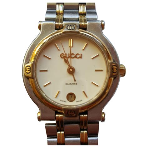 vintage ladies gucci quartz watch with black face|Gucci quartz watch women's vintage.